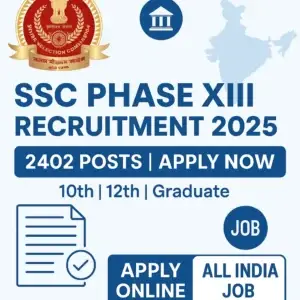 SSC Phase XIII Recruitment 2025 – Apply Online for 2402 Govt Vacancies across India for 10th, 12th, and Graduate level candidates